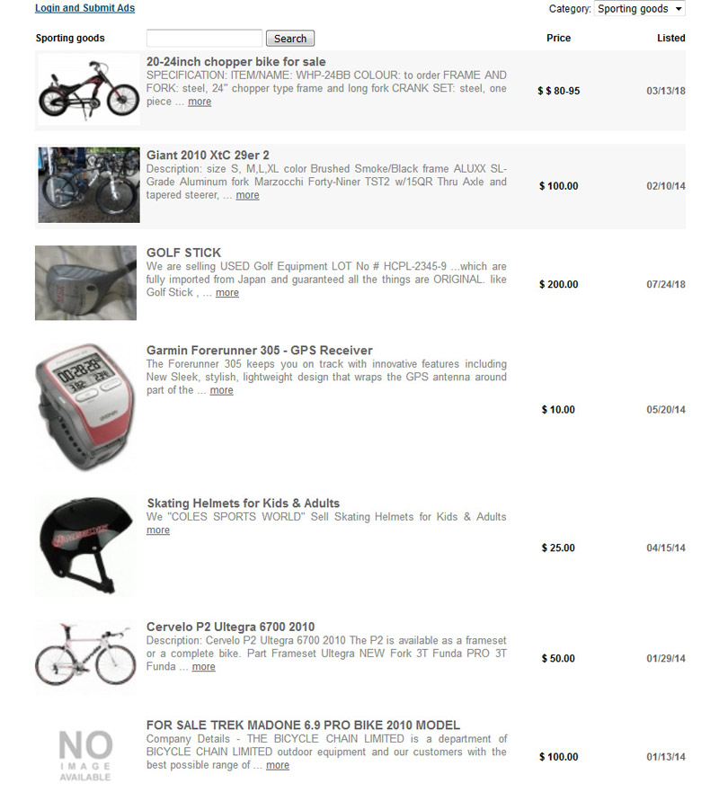 Classified Ads Script PHP demo