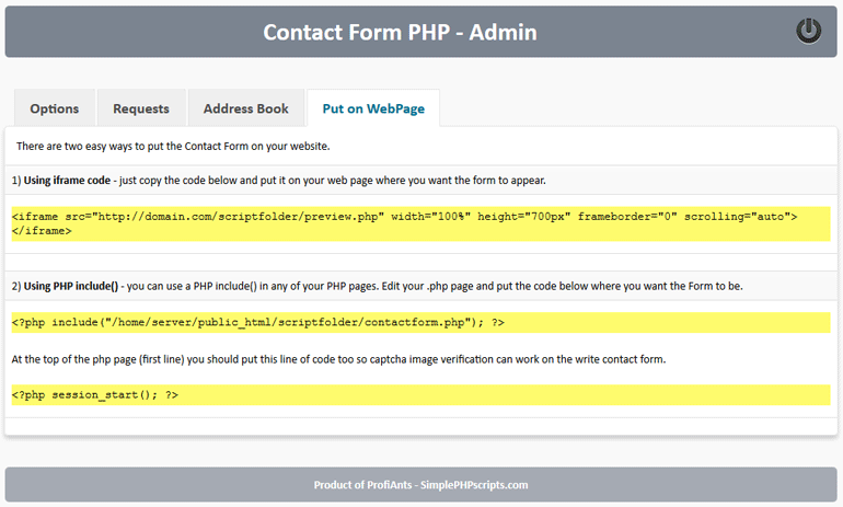 Contact Form PHP - Put on WebPage