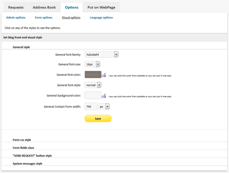 Contact Form PHP - visual options