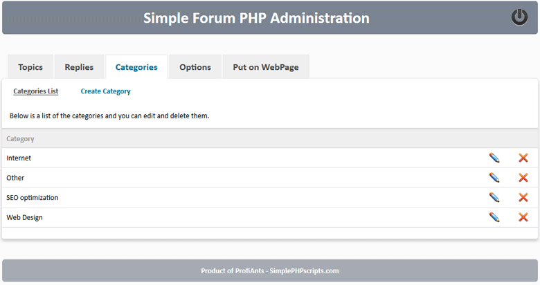Create Categories in Simple Forum PHP