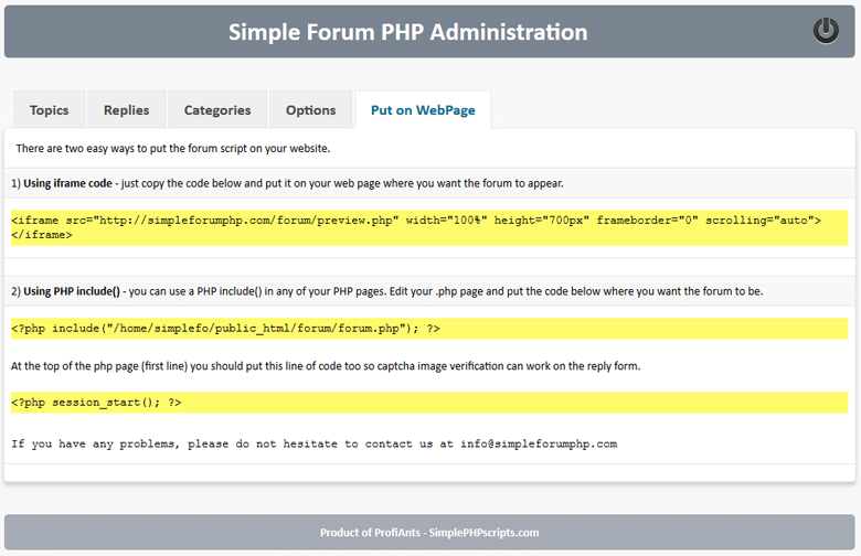 How to put forum on a webpage of your website
